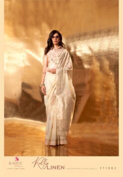 Rajtex Kelly Linen Linen Cotton Handwoven Saree