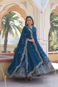 Sumshy 1084 Faux Georgette Gown Dupatta Collection