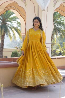 Sumshy 1084 Faux Georgette Gown Dupatta Collection