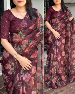 Sumshy Fiza Organza Satin Saree Collection