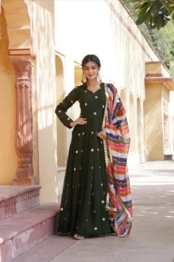 Designer Party Wear Gown With Work Dupatta Collection