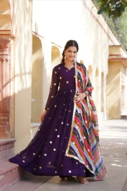 Designer Party Wear Gown With Work Dupatta Collection
