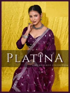 Platina Soft Burberry Designer Saree Wholesale