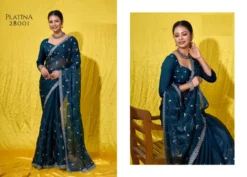 Platina Soft Burberry Designer Saree Wholesale