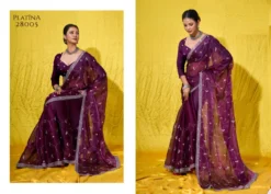 Platina Soft Burberry Designer Saree Wholesale