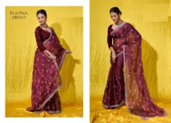 Platina Soft Burberry Designer Saree Wholesale
