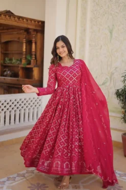 SW9165 Gown with Dupatta for Women