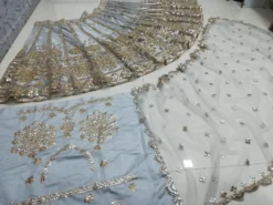 Designer Lehenga Choli Gray Color Fancy Blouse