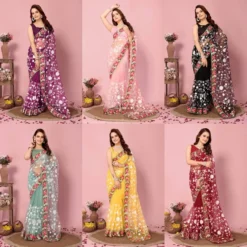 Vaamika Chikankari Soft Net Designer Saree Wholesale