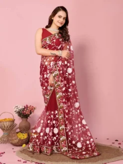 Vaamika Chikankari Soft Net Designer Saree Wholesale
