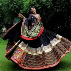 Designer Black Navratri lehenga Choli With Mirror Work