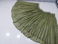 Designer Georgette Green Lehenga Choli With Dupatta