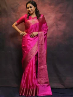 Designer Lichi Silk Saree With Rich Zari
