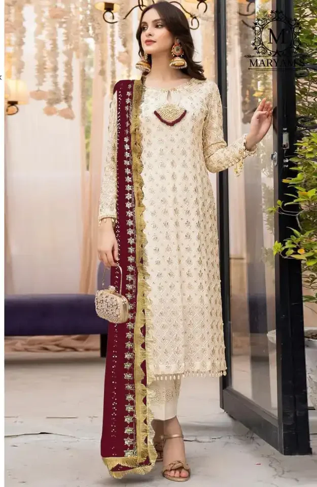 Designer Maryam 170 Pakistani Suit With Embroidery Work