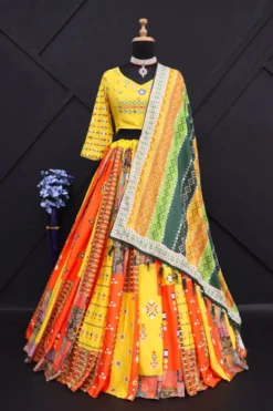 Designer Rangoli Yellow Lehenga Choli With Dupatta