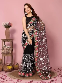 Vaamika Chikankari Soft Net Designer Saree Wholesale