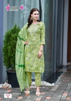 Mystic 9 Shagun Vol 4 Kurti Pant Set with Dupatta Under 500