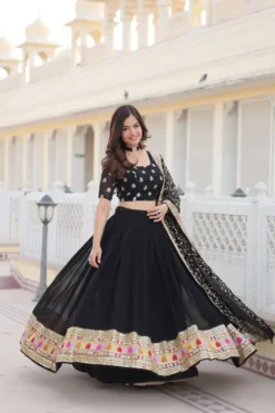 Black Georgette Party Wear Lehenga Choli Design