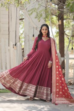 Georgette Ladies Gown with Dupatta Wholesale