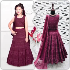 Baby 138 Kid Wear Lehenga Choli Wine Color