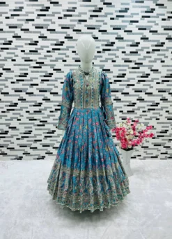 Baby 165 Chinon Silk Gown With Digital Print Kid Wear