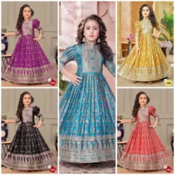 Baby 165 Chinon Silk Gown With Digital Print Kid Wear