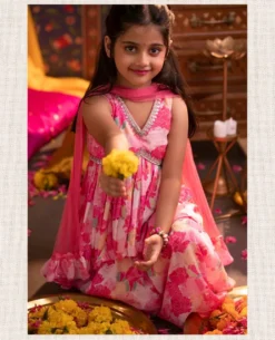 Baby 167 Designer Kid Wear Alia Cut Top With Sharara Suit