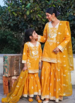 Baby 502 Designer Mom & daughter Sharara Combo Set
