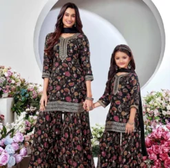 Baby 504 Designer Mom & daughter Sharara Combo Set