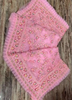 Bhagwati 110 Butterscotch Net Saree Embroidery Work Wholesale