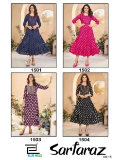 Blue Hills Sarfaraz Vol 15 Nx Rayon Printed Kurti Wholesale
