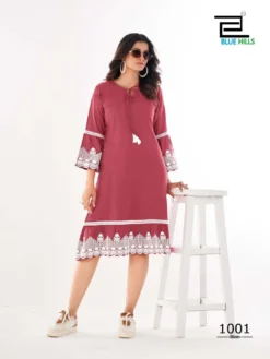 Blue Hills Wimbledon Rayon Fancy Kurti Lakhnavi Work
