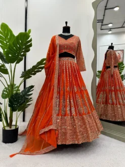 Deepika 06 Designer Party Wear Orange Lehenga Choli