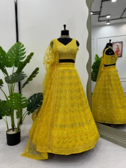 Deepika 09 Designer Haldi Festival Yellow Color Lehenga Choli