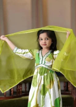 Designer Kid Wear Alia Cut Salwar Kurti With Dupatta