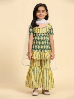 Designer Party Sharara Suit With Printed Kid Wear