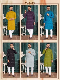 Designer Party Wear Kurta Pajama With Mirror Work