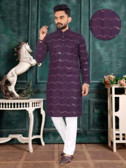 Designer Party Wear Kurta Pajama With Mirror Work