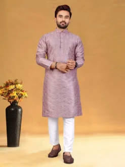 Designer Pure Silk Kurta Pajama With Embroidery & Sequence