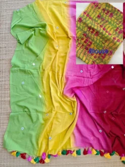 Designer Subh 452 Lilen Saree With Mirror Work