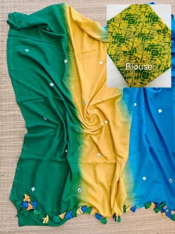 Designer Subh 452 Lilen Saree With Mirror Work