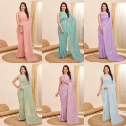 Kiara Panch Ratna Faux Georgette Sequence Saree Wholesale