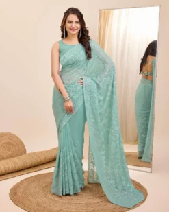 Kiara Panch Ratna Faux Georgette Sequence Saree Wholesale