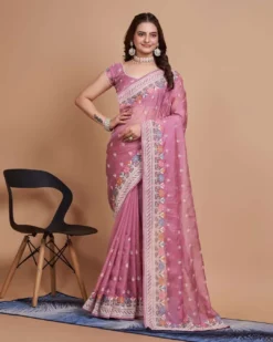 Kiara Rashmika Organza Silk Saree Wholesale