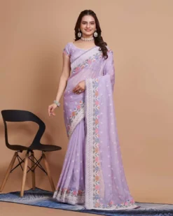 Kiara Rashmika Organza Silk Saree Wholesale