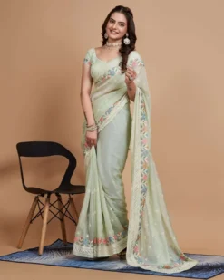 Kiara Rashmika Organza Silk Saree Wholesale