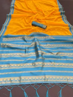 Kriti Kalyani Cottan with Gold Jari Silk Saree Wholesale