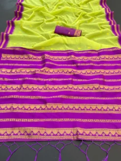 Kriti Kalyani Cottan with Gold Jari Silk Saree Wholesale