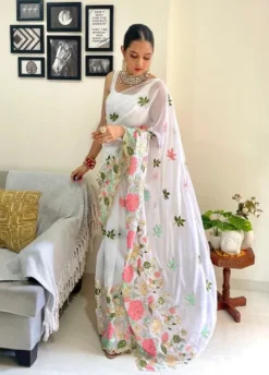 Kusum Jodha Heavy Georgette Embroidery Saree Wholesale