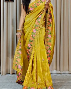 Kusum Kaviya Embroidery Work Designer Saree Wholesale